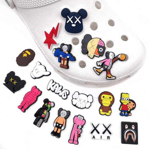 Breloques pour Chaussures, 18 Pcs, Marque Wave, Série Kaws, Motif floral, Boutonnières, Boucle Décorative