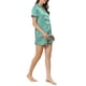 thumbnail image 4 of Conjuntos de pijama para mujeres INSPIRE CHIC, camisa de botones y pantalones cortos, 2 piezas de ropa de dormir de satén sedoso, M verde claro, 4 of 6