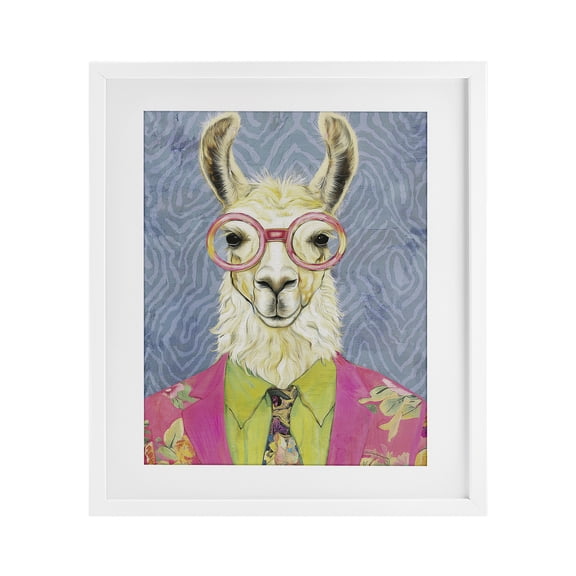 Stupell Industries Art Deco Bright Gaze Llama White Framed Print Under Glass, 13 x 16, by Svetlana Aleynikova