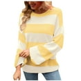 thumbnail image 2 of Qetyuw Sweaters for Women Crochet Knit Long Sleeve Pullover Tops Color Block Crew Neck Casual Sweater, 2 of 9