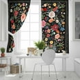 thumbnail image 4 of Hokiten Black Spring Floral Blackout Curtains | Light Blocking Print Window Curtains, Botanical Watercolor Summer Thermal Insulated Window Drapes for Living Room Kitchen Cafe (2 Panels, 84"W x 63"L), 4 of 7