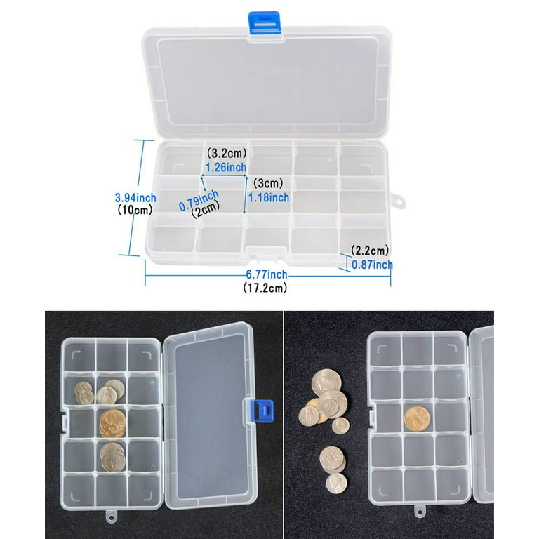 DUOFIRE Plastic Organizer Container Storage Box Adjustable Divider  Removable Grid Compartment Big Clear Slot Box for Jewelry Beads Earring  Container