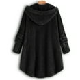 thumbnail image 4 of LoyisViDion Women Coats Plus Size Clearance Women Plus Size Button Plush Tops Hooded Loose Cardigan Wool Coat Winter Jacket Rollbacks Black 14(Xxxl), 4 of 7