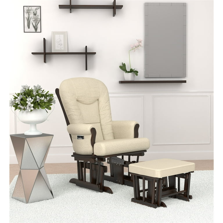 Naomi Home Storage Wooden Legs Glider Rocking Chair Cream