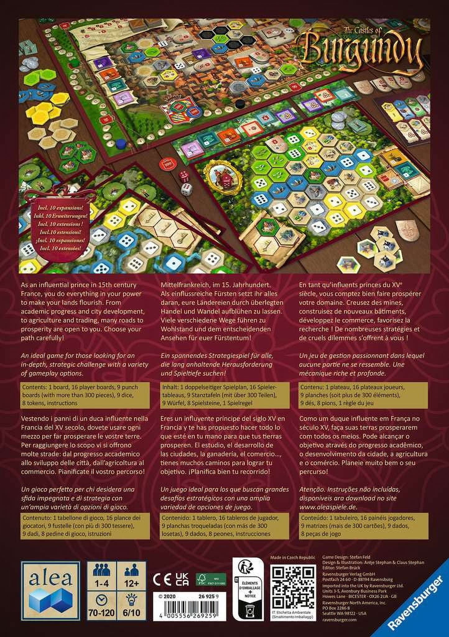 Ravensburger The Castles of Burgundy Board Game, Ages 12+, 12.24 x 8.70 x 2.72 In, 164 PCS
