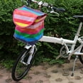 thumbnail image 3 of Bicycle Basket Bag With Cover Bike Waterproof Handlebar Bag Foldable Bicycle Front Basket Canvas Front Storage Carrier Bag For Cycling Riding, 3 of 8