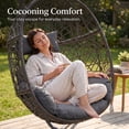 thumbnail image 3 of RADIATA Hanging Egg Chair with Stand, Outdoor Indoor Wicker Swing Chair, 350Lbs Nest Chair with Cushions, All-Weather Patio Hammock Seat for Porch Balcony Garden, Dark Gray, 3 of 11