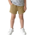 thumbnail image 2 of ITSAME Boys Girls Shorts, Elastic Waist Cotton Frayed Hem Summer Lightweight Casual Shorts Khaki Size 5T, 2 of 9