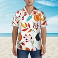thumbnail image 2 of Kll Men'S Hawaiian Shirt Short Sleeve Button Down Beach Shirts-Autumn Pumpkins Fall Leaves, 2 of 7