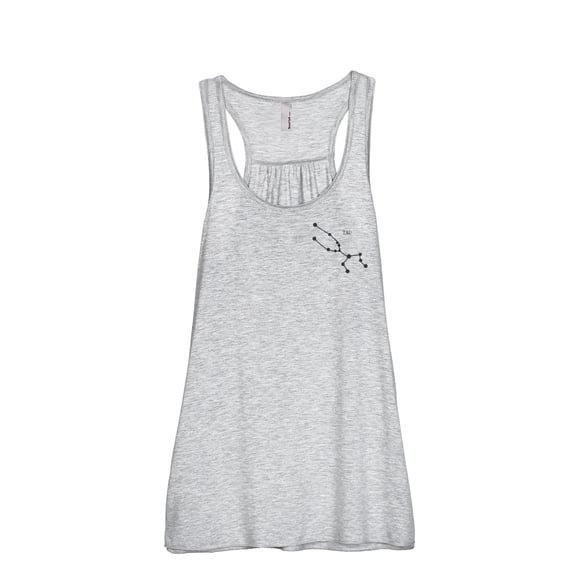 Taurus TAU Constellation Astrology Women's Fashion Sleeveless Flowy Racerback Workout Yoga Tank Top Sport Grey Small