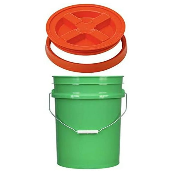 Green 5 Gal Bucket with Gamma Lid - Food Grade BPA Free Pail