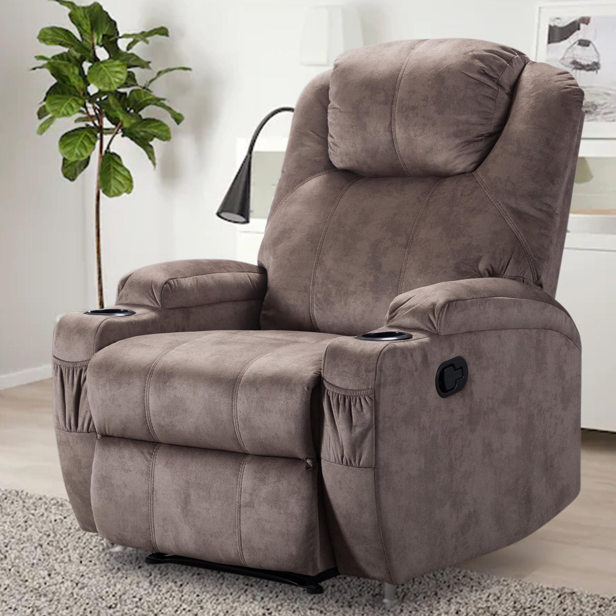 Recliner Chair, Manual Recliner Chair with 2 Cup Holders