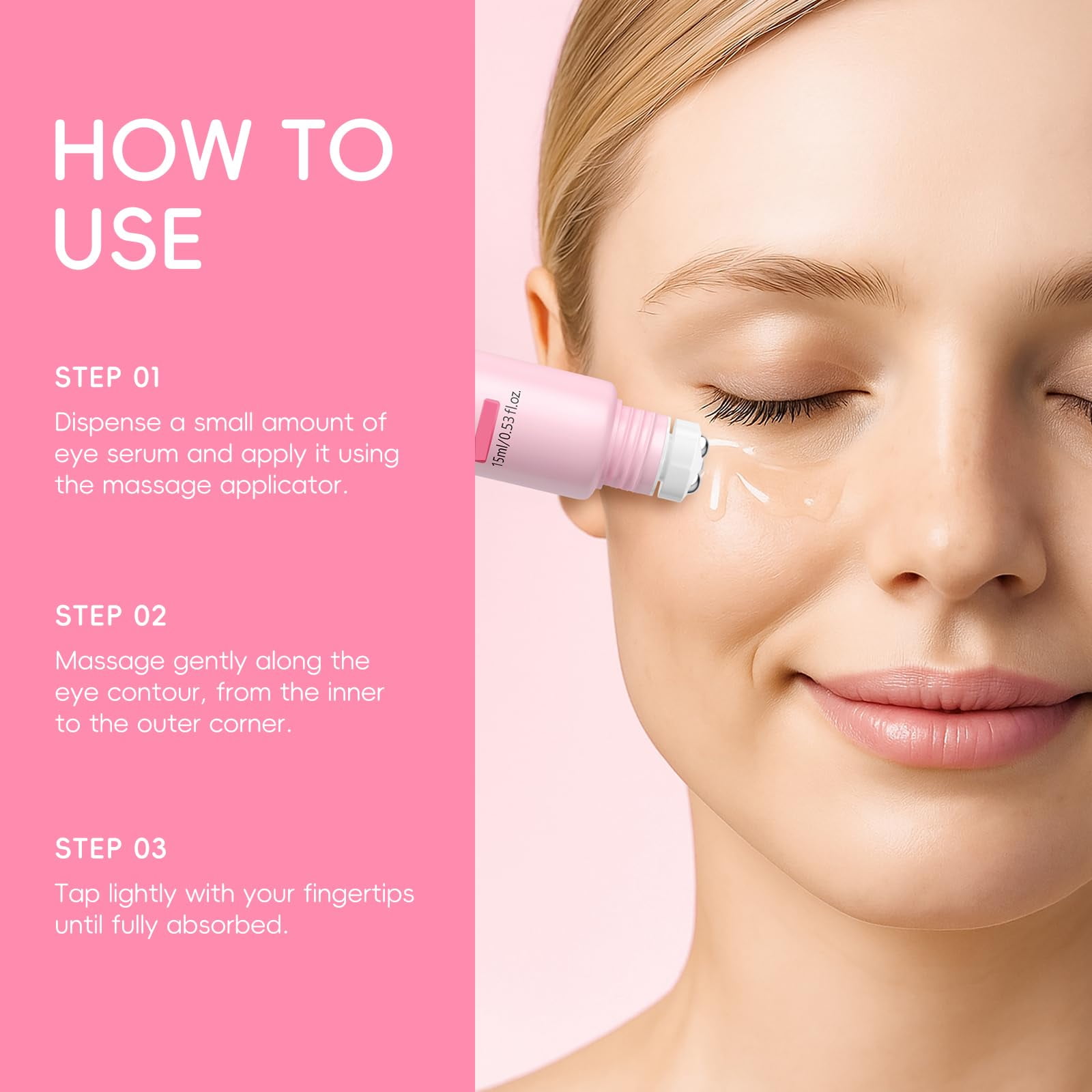 BEUKING 2-in-1 Sakura Eye Serum and Eye Roller, Reduces Dark