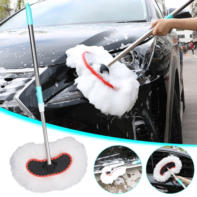 Trapeador telescópico de mango largo para lavado de autos, herramienta de limpieza para plumero de limpieza de autos, trapeador de limpieza