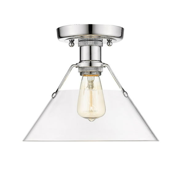 3306-FM CH-CLR-Golden Lighting-Orwell - 1 Light Flush Mount 8 Inches Tall and 10 Inches Wide-Chrome Finish-Clear Shade Color