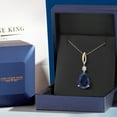 thumbnail image 5 of 925 Silver and 10K Yellow Gold Blue Created Sapphire and White Moissanite Pendant Necklace for Women | 12.95 Cttw | Gemstone September Birthstone | Pear Shape 18X13MM | With 18 inch Chain, 5 of 6