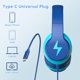thumbnail image 2 of Candy Bila Auriculares para niños para la escuela, actualización de auriculares USB C para niños, auriculares con cable para niños, sonido estéreo HD, auriculares plegables para niños, niñas, iPad, PC, 2 of 5