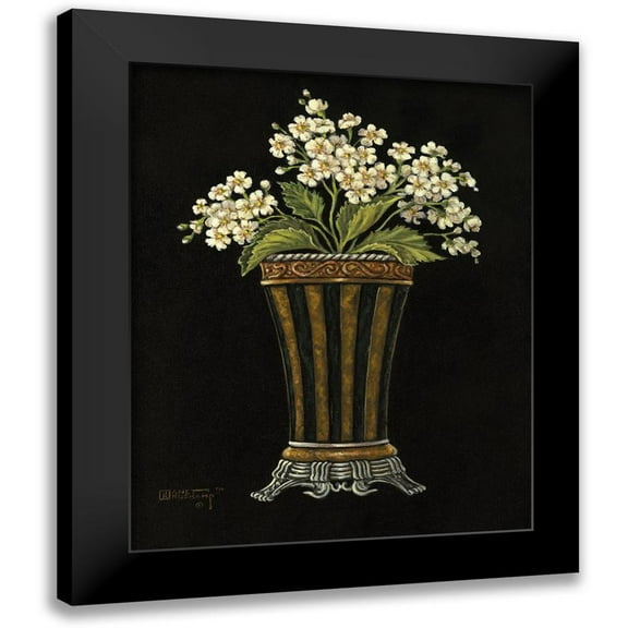 Kruskamp, Janet 12x14 Black Modern Framed Museum Art Print Titled - Classical Vase with Flowers I
