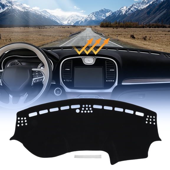 Dashboard Cover for Chrysler 300 300C Sedan 2011-2023 Interior Polyester Dash Cover Mat Pad Carpet Non-Slip Dashboard Protector Sunshine UV & Heat Resistant Black