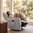 thumbnail image 2 of Homall 360° Swivel Nursery Recliner Power Swivel Rocker Recliner Chair with 2 Pillows Comfy High Back Adult Glider Rocker for Living Room,Loop Yarn Gray, 2 of 8