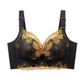 thumbnail image 2 of Jinhomg Women's Everyday Bras, Wireless Embroidered Lace Push Up Bra for daily and T-shirt wear, Back Closure, Embroidered No Print, Soft Support Black 40, 2 of 7