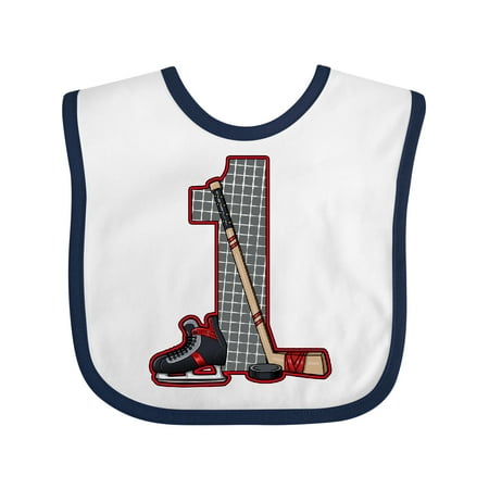 

Inktastic First Birthday Red Hockey Boys or Girls Baby Bib