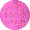 thumbnail image 1 of Ahgly Company Indoor Round Abstract Pink Modern Area Rugs, 4' Round, 1 of 4