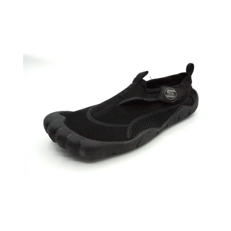 

Mens Aqua Sock Wave Water Shoes with Toes- Waterproof Slip-Ons for Pool Beach and Sports All Black Size: 12M S7