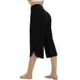 thumbnail image 5 of Bovemsi Summer Women's High Waist Wide Leg Yoga Pants - Loose Fit Workout Pants with Side Pockets, Black, L, 5 of 7
