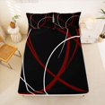 thumbnail image 5 of Homewish Red White Lines Queen Sheets,Abstract Modern Queen Sheet Sets,Black Red,4 Pieces,1 Flat Sheet, 1 Fitted Sheet and 2 Pillowcases, 5 of 6