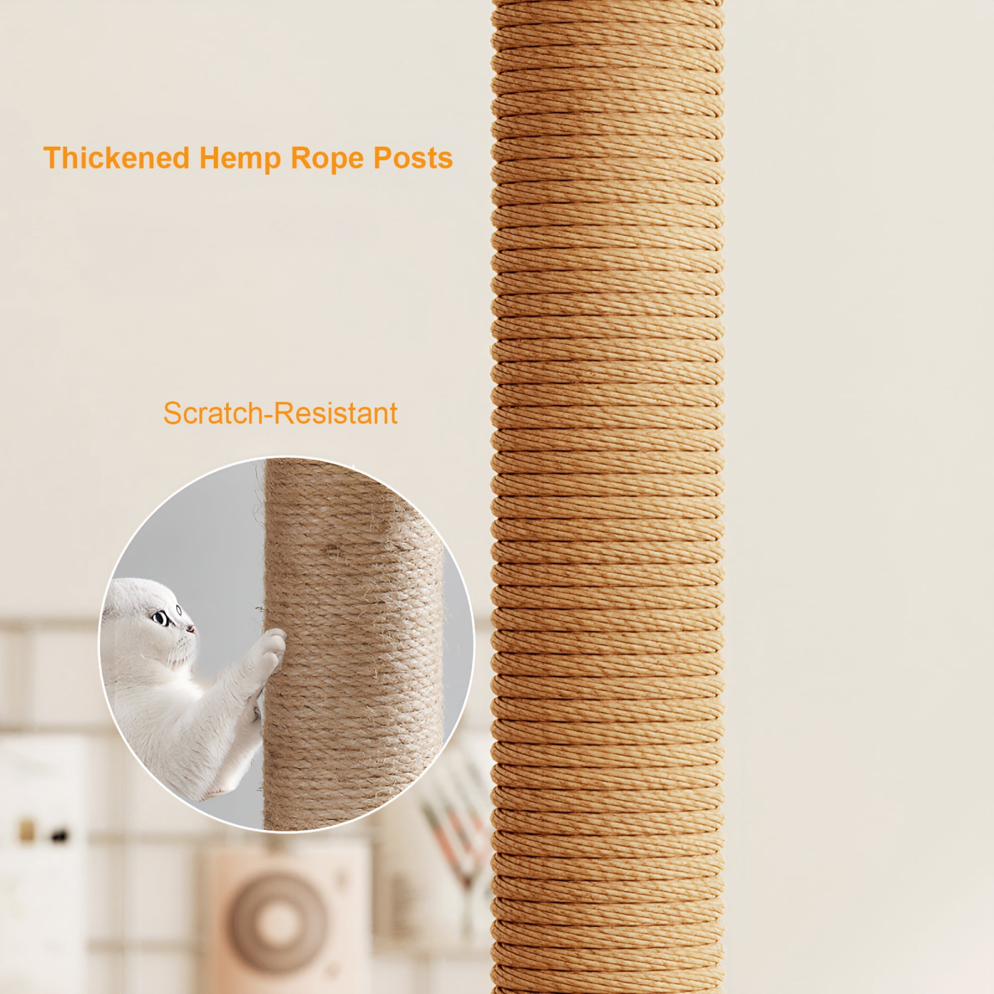 Leumius 39.3" Modern Cat Tower, Wood Cat Tree Tower for Indoor Cats, Cat Tree with Sisal-Covered Scratching Posts and Top Perch, Cat Condo with Acrylic Hammock and Toys for Small Large Cats