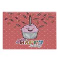 thumbnail image 1 of Birthday Cutting Board, Pink Strawberry Flavor Cupcake Candle Face Bow Tie and Dots, Decorative Tempered Glass Cutting and Serving Board, Large Size, Multicolor, by Ambesonne, 1 of 1