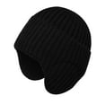 thumbnail image 2 of MANHUJI Hunting Gear Men And Women Outdoor Warm Hat In Winter Border Thickened Knitting Wool Hat Cold Proof Earmuff Cap Men Accessories (Black,One Size), 2 of 4