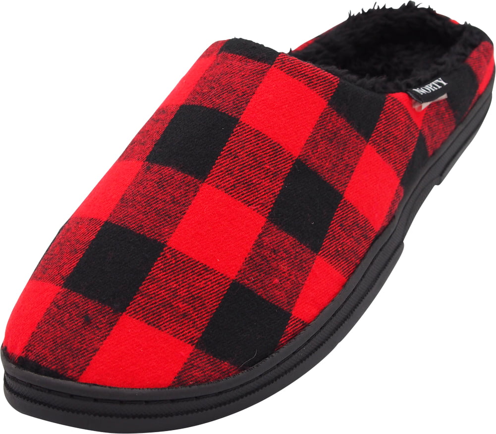 red and black plaid slippers
