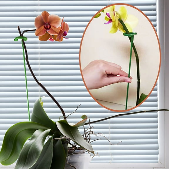 Sruoe 6Pcs Plant Support Stakes, 6.7in Adjustable Orchid Support Sticks with Clips, Plant Holder for Potted Phalaenopsis, Spider Plant, Cactus, Indoor Outdoor Garden Balcony