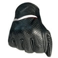 thumbnail image 3 of Premium Men's Motorcycle Leather Perforated Cruiser Protective Gel Gloves Black White L, 3 of 6