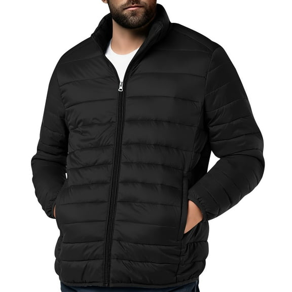 GuangCheng Mens Puffer Jackets Casual Warm Quilted Waterproof Full Zip Up Thick Fall Winter Coats,Size:S-3XL