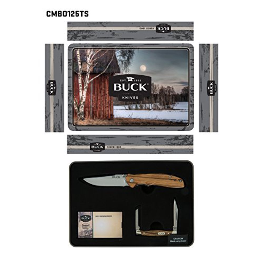 Buck Combo (327 Nobleman / 375 Deuce) Zebra Wood Handles with Gift Tin