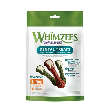 UPC: 0815436015470 | WHIMZEES by Wellness Brushzees Natural Grain Free Dental Chews for Dogs  Large Breed  6 count