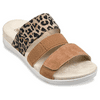 Spenco Tessa Sz 5.5 W WIDE Women's Leather Adjustable Slide Sandals Tan Cheetah