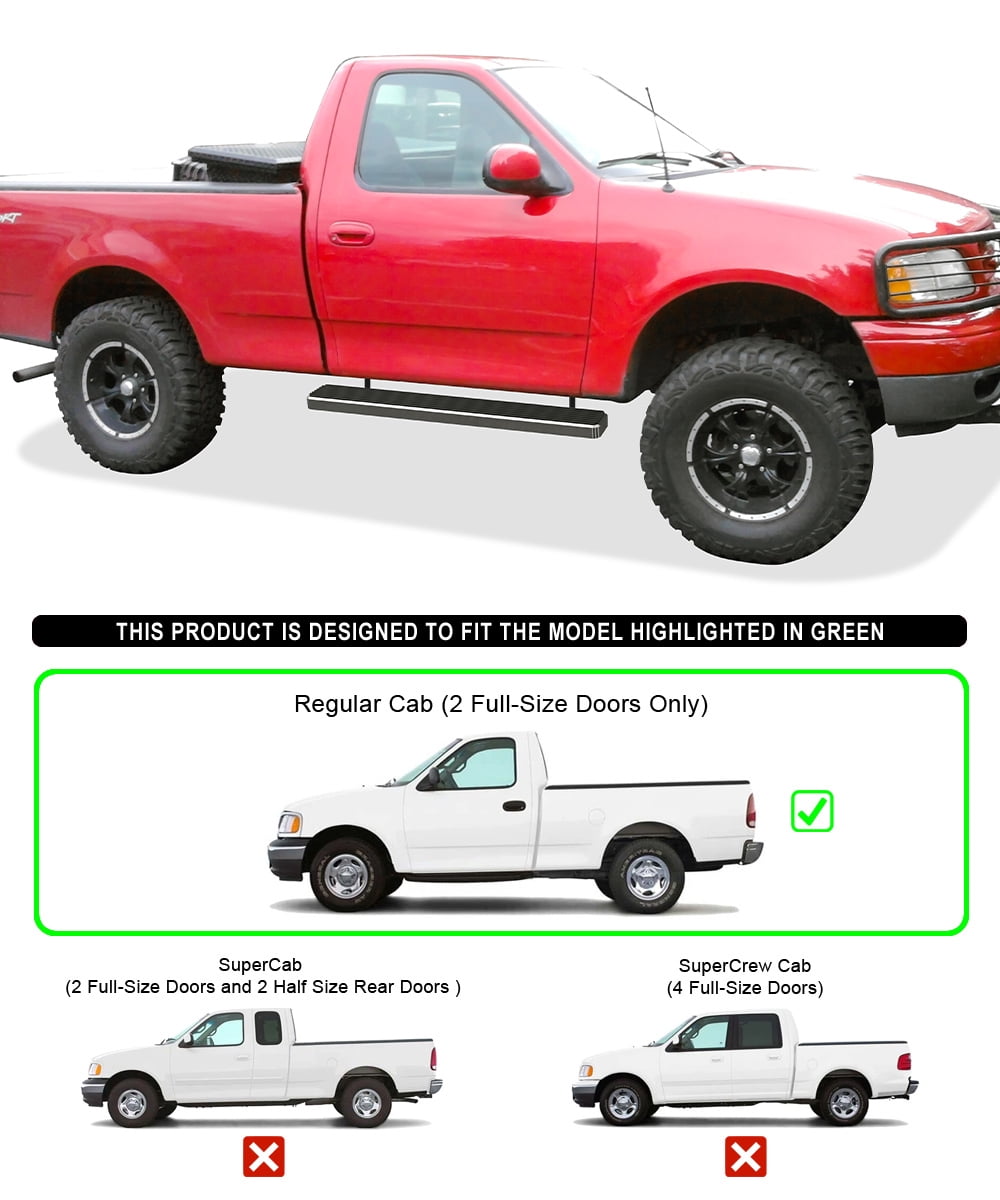 APS Running Boards 6 inches Compatible with Ford F150 F250LD 1997-2003 Regular Cab (Include 04 Heritage)(Not for Lightning Model) (Nerf Bars Side Steps Side Bars)