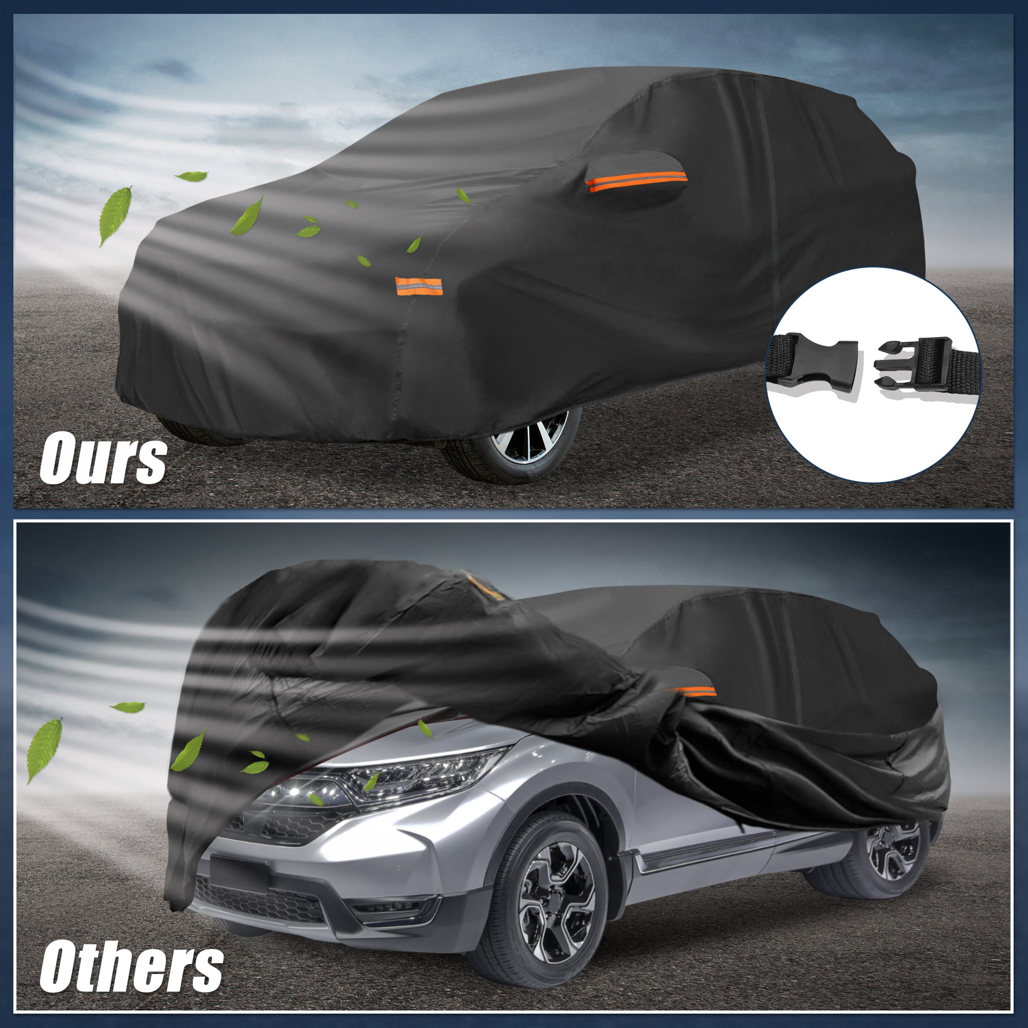 Unique Bargains 210D-PU Car Cover Black for Honda CRV 1995-2025 189"x73"x59"