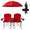 Red, variant on CozyBox Red Portable Double Camping Chair with Umbrella and Cooler