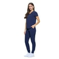 thumbnail image 2 of Women's Essential Scrub Set Cool Stretch Jogger Scrub Top and Pant (X-Small, True Navy Blue), 2 of 6