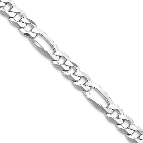 925 Sterling Silver Rhodium Plated 5.5mm Lightweight Flat Figaro Chain Necklace 24 Inch Chain Necklace for Women and Men