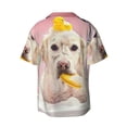 thumbnail image 2 of Fotbe Dog Sitting In Bathtub With Duck On Head print Short Sleeve Button Down Shirts for Men Casual Summer Beach Wrinkle Free Shirt-4X-Large, 2 of 7
