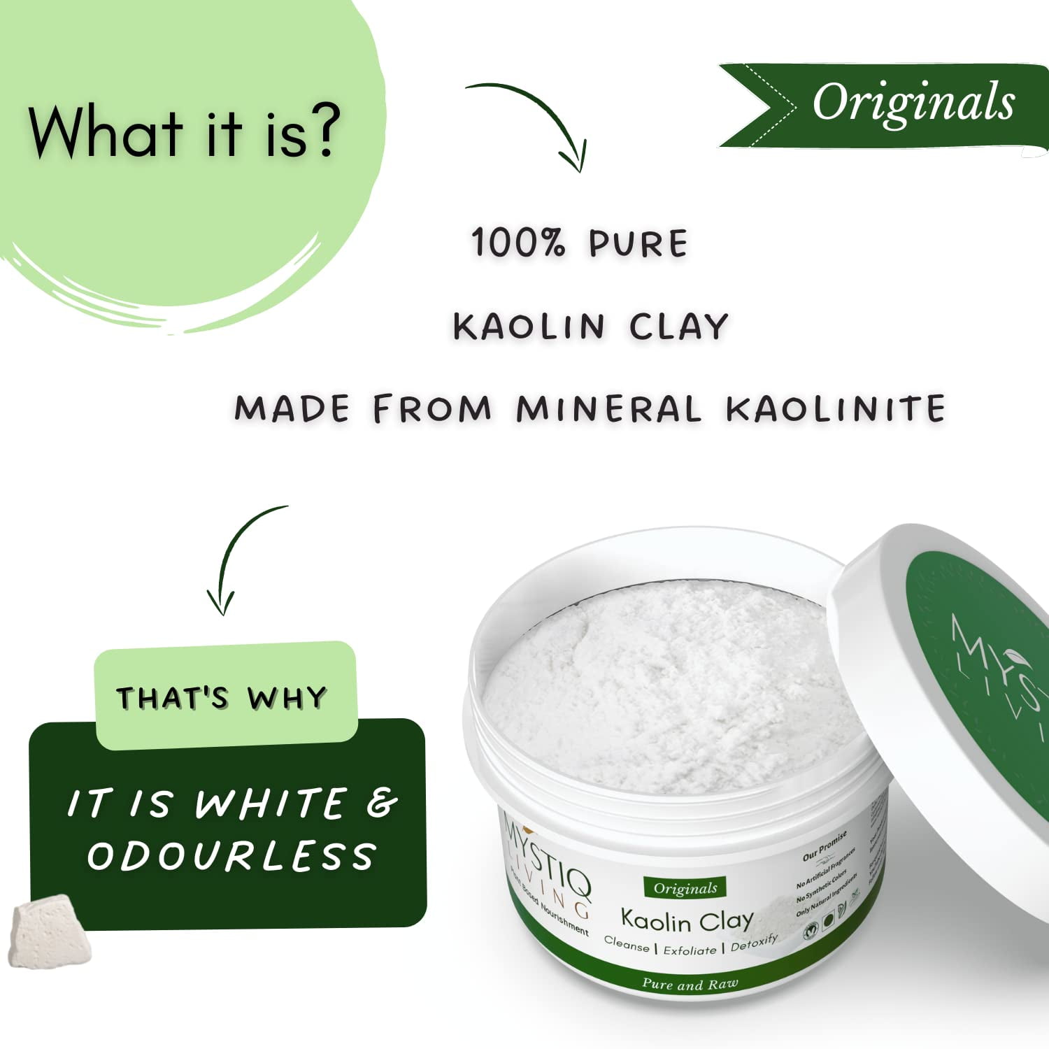 Mystiq Living Kaolin Clay Also Referred To As White Clay (Chinni Mitti