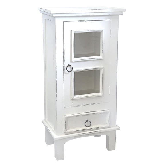 Sunset Trading Cottage 1-Door Wood End Table/Nightstand in Distressed White