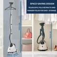 thumbnail image 6 of Full-Size Clothes Steamer - 1500W Power, 1.8L Water Tank, 60-Min Garment Steam, Iron Clothing, Adjustable Pole & Wheels for Easy Storage, Professional Standing Steamer for Clothes, White, 6 of 6