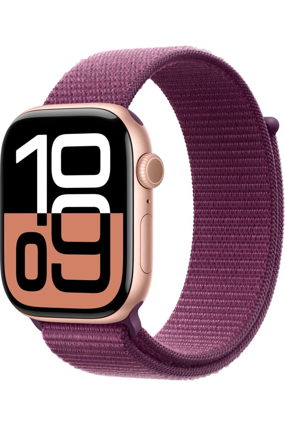 Open Box Apple Watch Gen 10 Series 10 46mm Rose Gold Aluminum - Plum Sport Loop MWWV3LW/A
